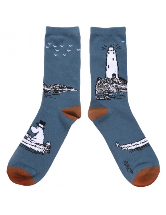 Nordic Buddies, Moomin, Socks for Men, Moominpappa on the See, 40-45 petrol blue & brown