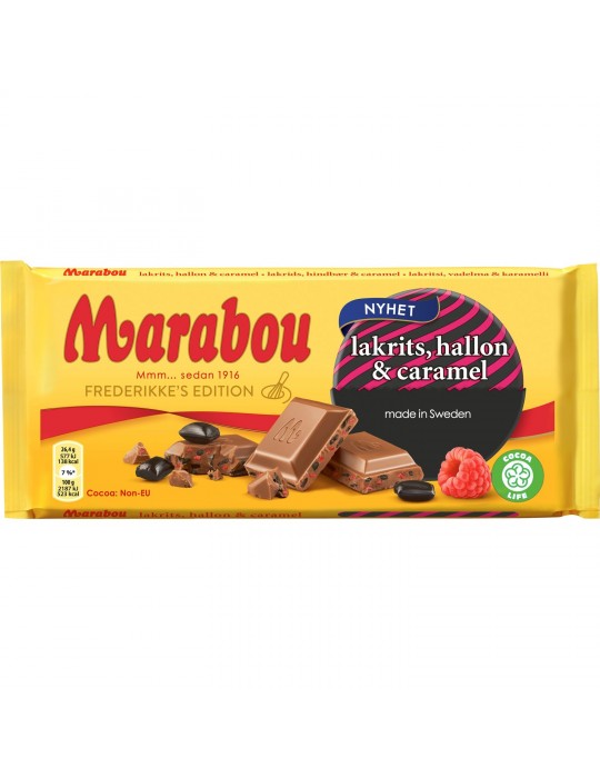 Marabou, Milk Chocolate with Licuorice, Rasberry & Caramel 185g