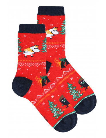 Martinex, Moomin Kuusi, Cotton Socks for Children and Adults (1xpair), red