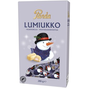 Panda, Lumiukko Valkosuklaa-mustikkakonvehteja, White Chocolate with Blueberry Milk Truffle Filling 280g