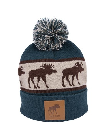 Frost Moose, Knitted Hat for adults, green-brown