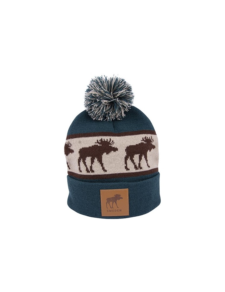 Frost Moose, Knitted Hat for adults, green-brown