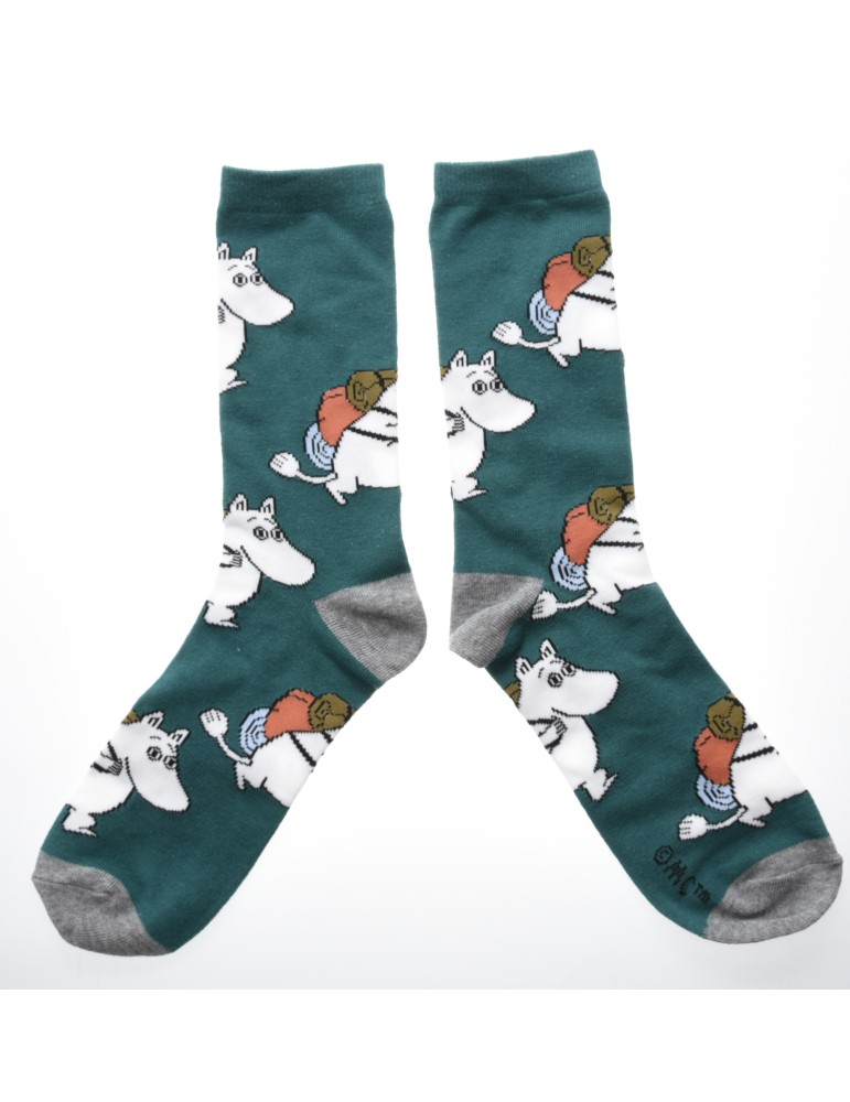 Nordic Buddies, Moomin, Socks for Men, Moomintroll Adventure, 40-45 green