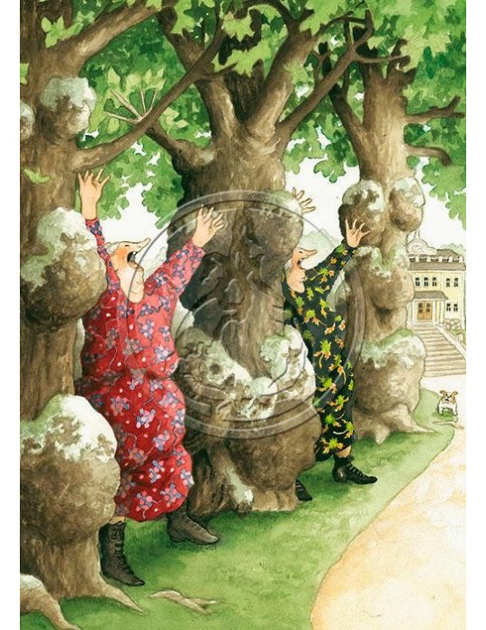 Inge Löök, Postkarte, Frauen zwischen Bäumen