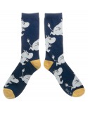 Nordic Buddies, Moomin, Socks for Men, Moomintroll, 40-45 dark blue with yellow