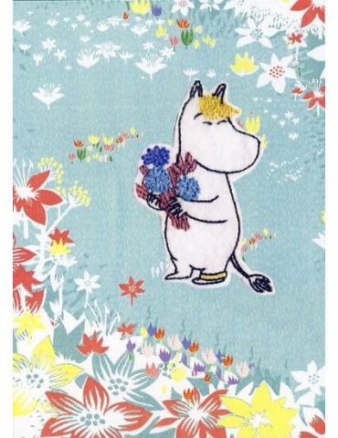 Karto, Moomin Postcard with Patch, Snorkmaiden with Flowers, two-sided