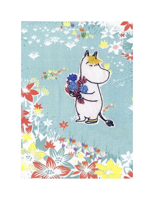 Karto, Moomin Postcard with Patch, Snorkmaiden with Flowers, two-sided