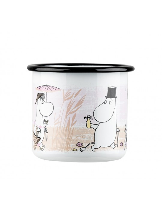 Muurla, Moomin On the Beach, Enamel Mug 0,37l white