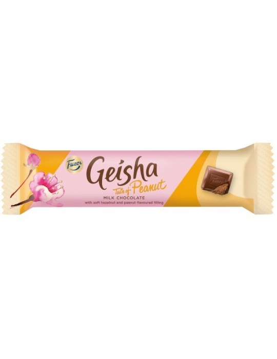 Fazer, Geisha Taste of Peanut, Peanut-Flavored Milk Chocolate Bar with Hazelnut Nougat Filling 37g