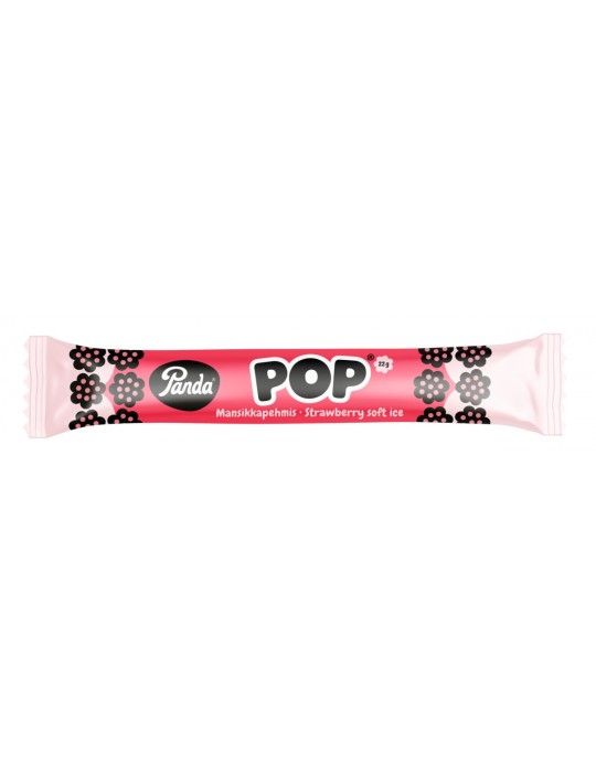 Panda, Lakritsi POP Mansikkapehmis, Liquorice Stick with Strawberry Soft Ice Flavoured Filling 22g