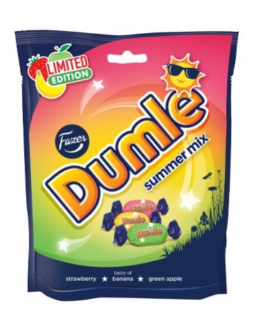 Fazer, Dumle Summer Mix, Toffees with Banana, Strawberry & Apple Flavour and Milk Chocolate Cover 220g