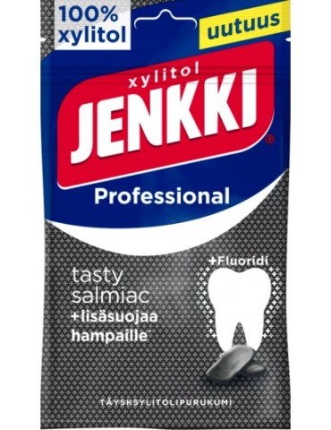Cloetta, Jenkki Xylitol Professional Tasty Salmiac, Voll-Xylit-Kaugummi Salmiak 90g