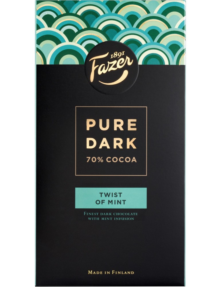 Fazer, Dunkle Schokolade, Pure Dark 70% mit Minze 95g