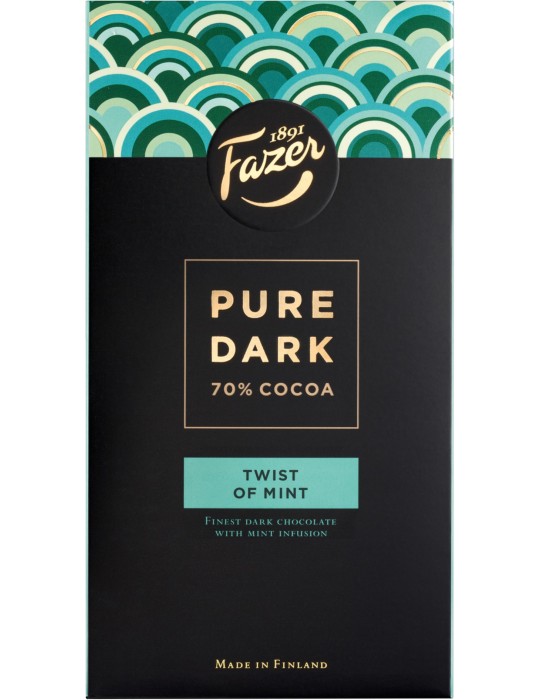 Fazer, Dark Chocolate Pure 70% - Twist of Mint 95g