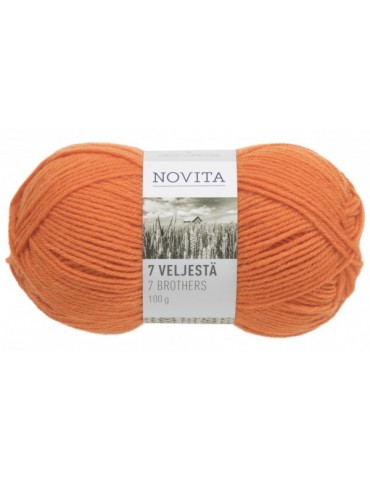 Novita, 7 Veljestä Yarn, Wool (75%) 100g orange