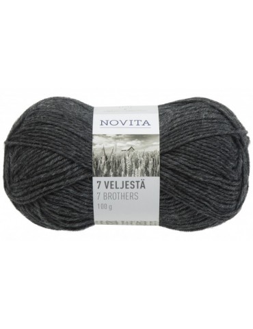 Novita, 7 Veljestä Yarn, Wool (75%) 100g graphite
