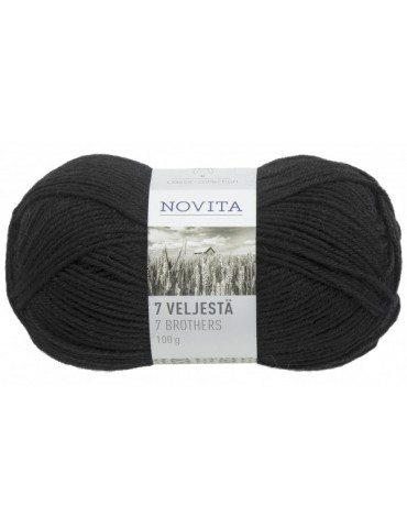 Novita, 7 Veljestä Yarn, Wool (75%) 100g soot
