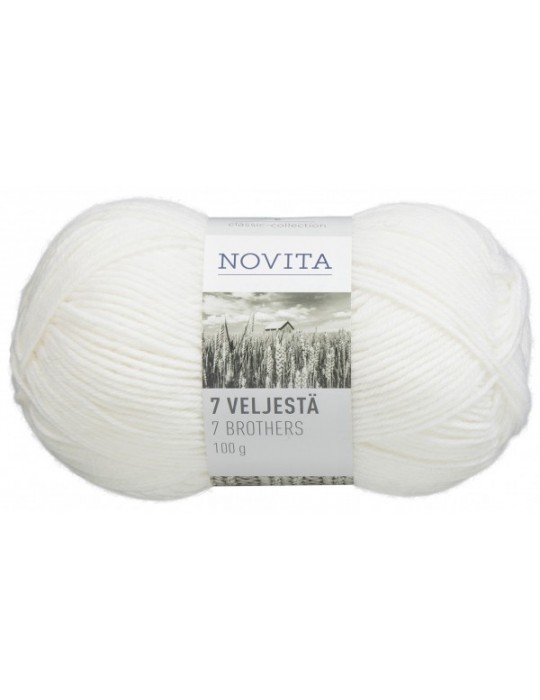 Novita, 7 Veljestä Garn, Wolle (75%) 100g weiß