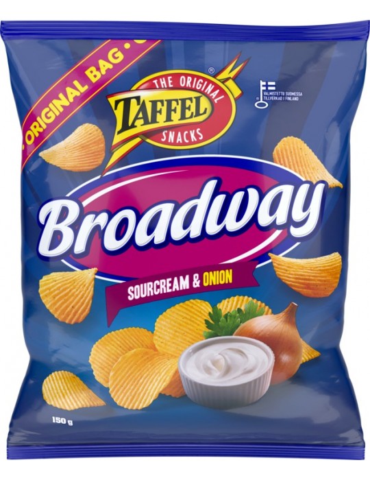 Taffel, Broadway, Finnish Potato Chips Sour Cream & Onion 150g