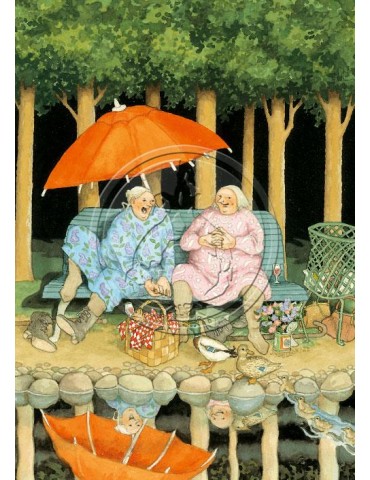 Inge Löök, Postcard, Women Feeding Ducks