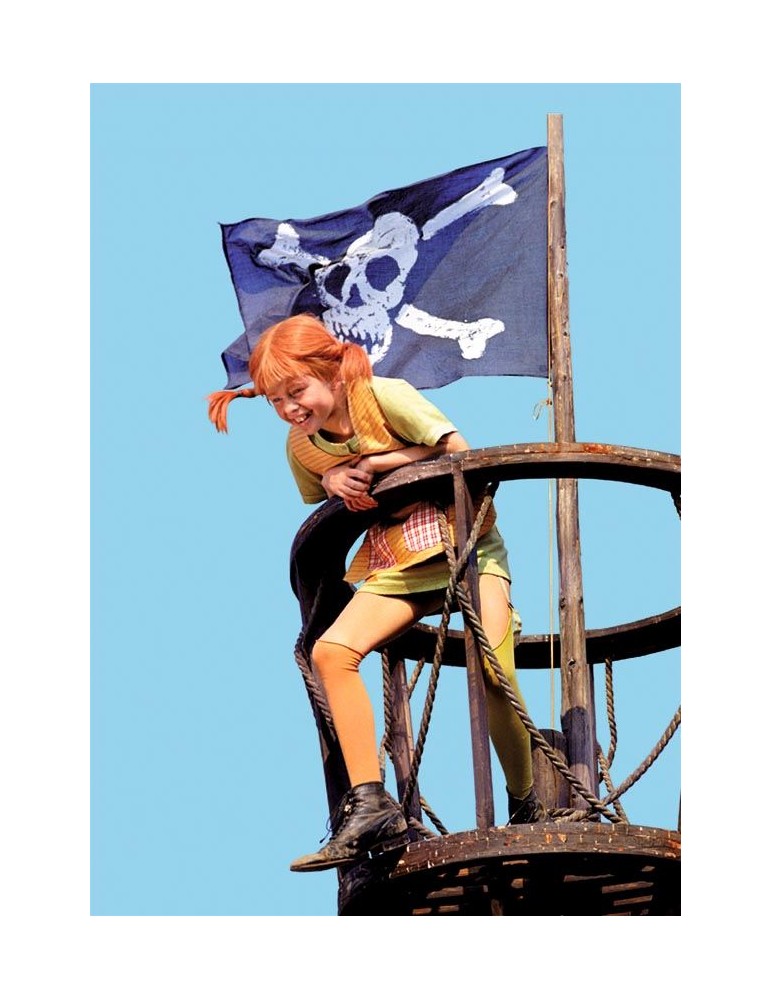 Pippi Langstrumpf, Postkarte, Pippi auf einem Piratenschiff