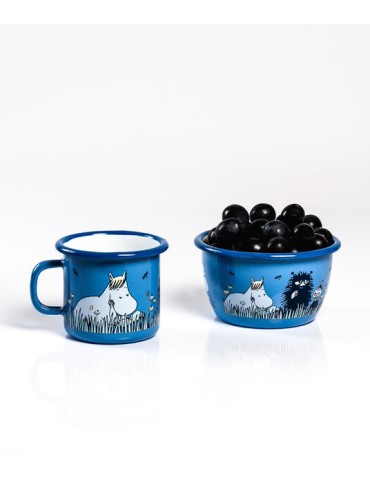 Muurla, Moomin in the Garden, Enamel Mug, Friends blue 0,25l