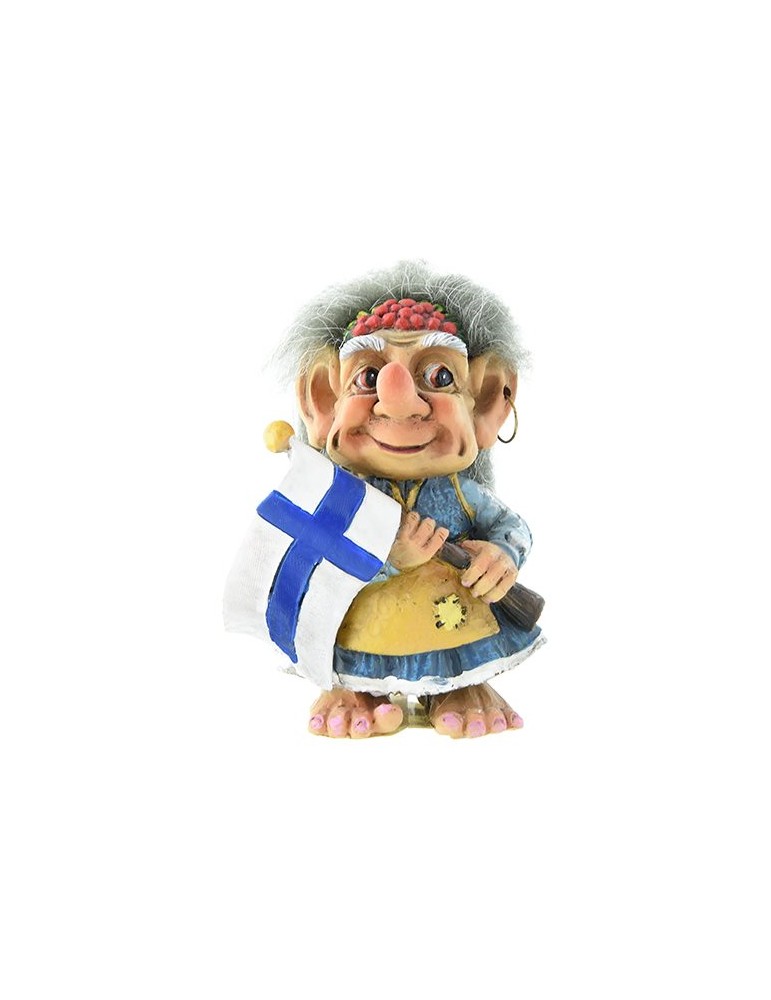 Troll with Finnish Flag, Troll Figure Medium 9cm