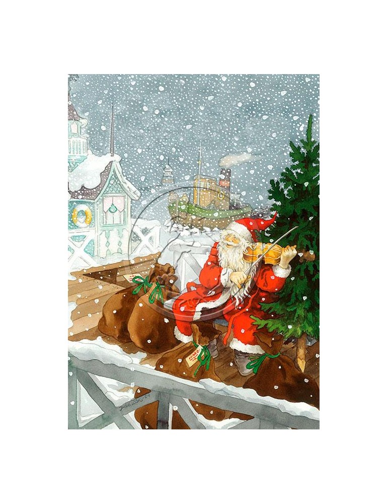 Inge Löök, Postkarte, Weihnachtsmann mit Geige