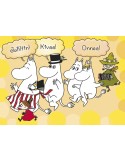 Karto, Moomin Postcard yellow, "To the party! Fun! Congratulations!"