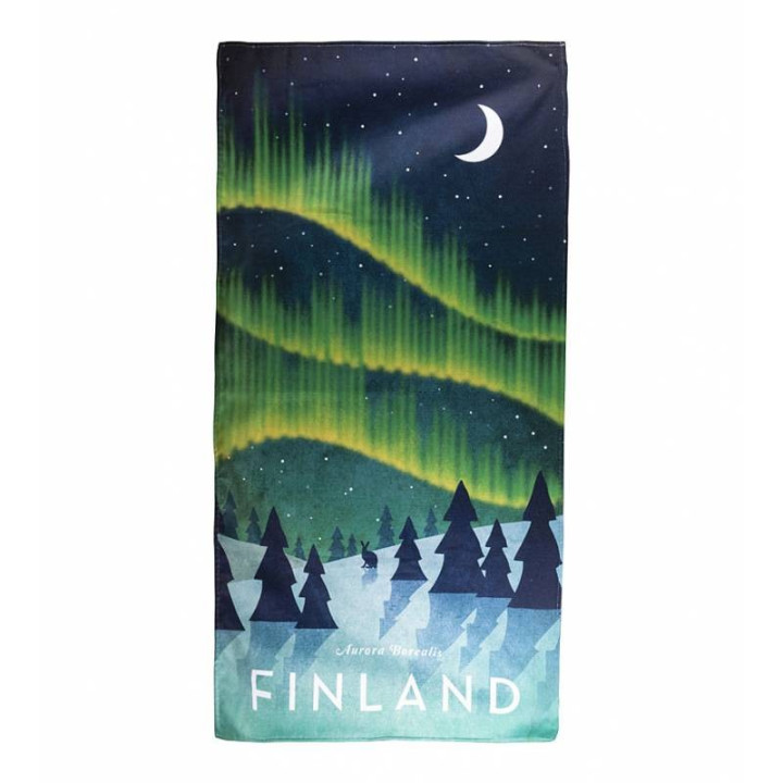 Mikebon, Bade- und Strandtuch, Finland Retro Northern Lights blau 70x140cm