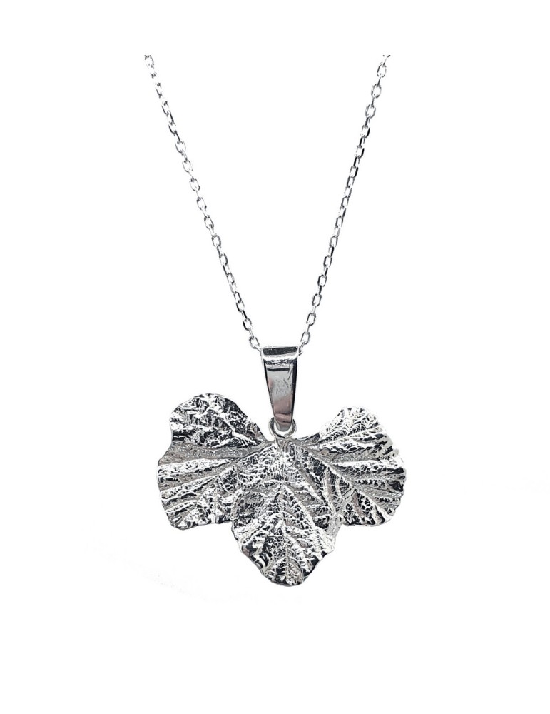 Sirokoru, Lakanlehti, Cloudberry Leaf, Eco Silver Pendant with Silver Chain, medium