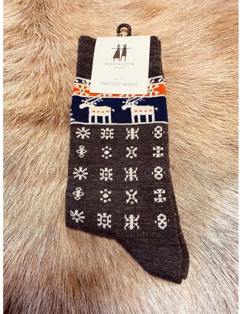 Bengt & Lotta, Deer, Merino Woll Socks, gray medium, 2 sizes