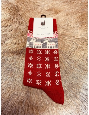 Bengt & Lotta, Deer, Merino Woll Socks red, 2 sizes