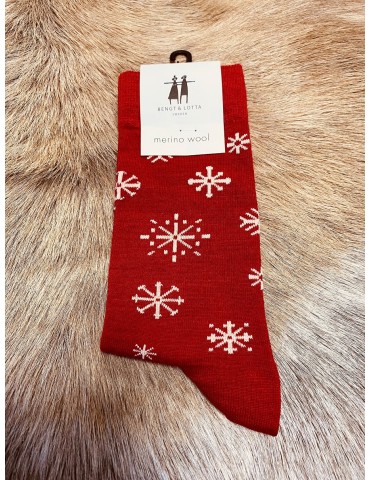 Bengt & Lotta, Merino Woll Socks, Snowstar red medium, 2 sizes