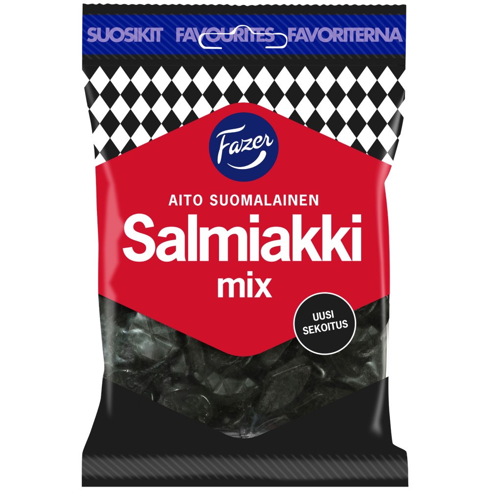 Fazer, Salmiakki Mix, Saltlakritz-Bonbon-Mischung (3 Sorten) 180g