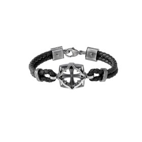 Lumoava Soturi silver bracelet with leather band black