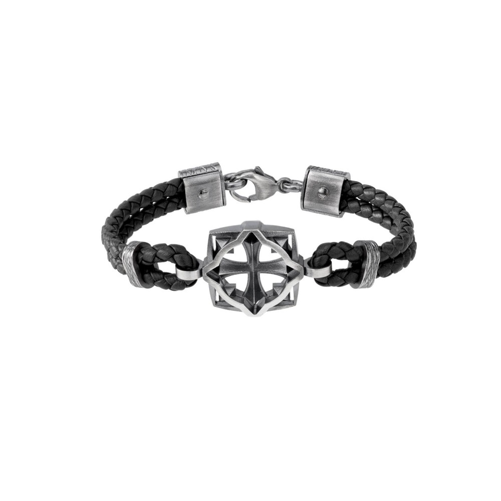 Lumoava, Soturi, Silver Bracelet with Leather Band, black