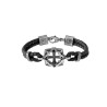 Lumoava, Soturi, Silver Bracelet with Leather Band, black