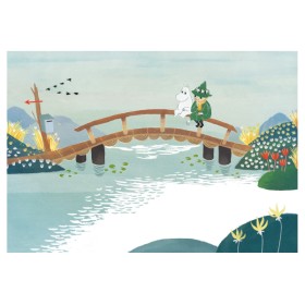 Mumin, Postkarte, Mumintroll & Snufkin auf der Brücke