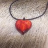 Wood Jewel, Pendant from Curly Birch with Rubber Band, Heart red