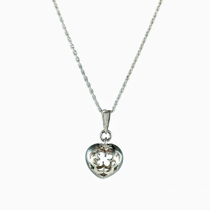 Sirokoru Niittykukka Meadow Flower Heart Silver Pendant with Chain 45cm