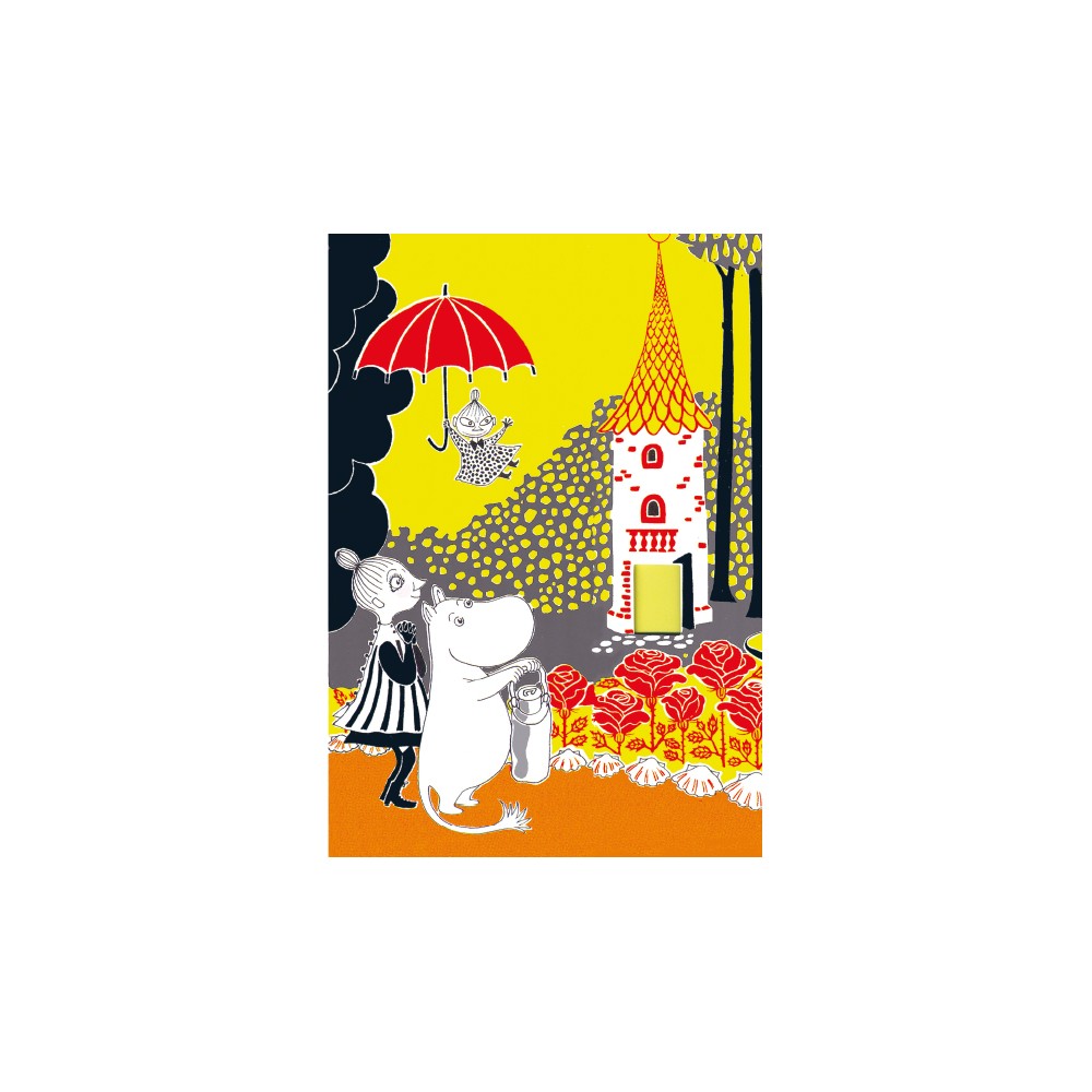 Mumin Postkarte, Retro, Kleine My mit Regenschirm