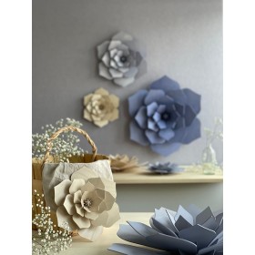 Lovi, 3D Holzdekoration, Blume, leinenblau 15cm