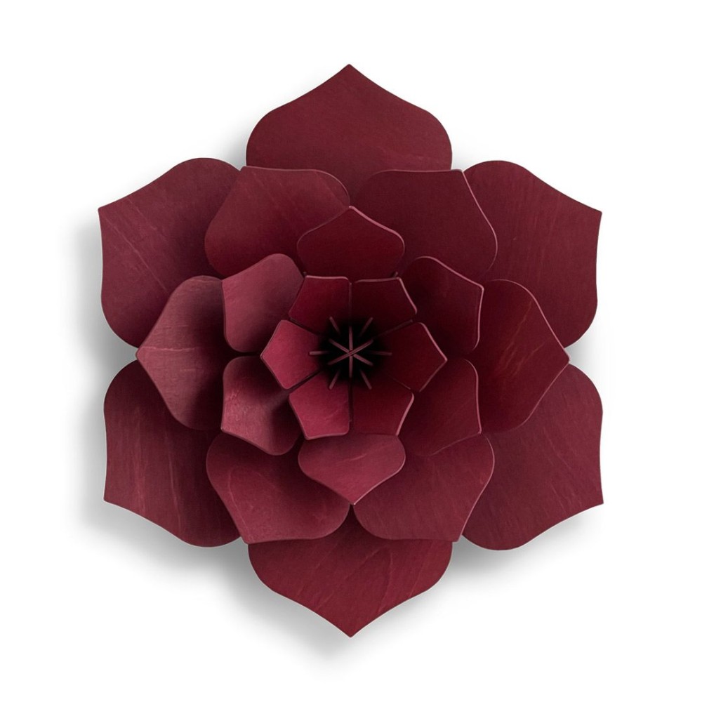 Lovi, 3D wooden Decoration, Flower, dark red 15cm