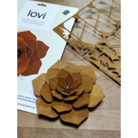 Lovi, 3D wooden Decoration, Flower, cinnamon brown 15cm