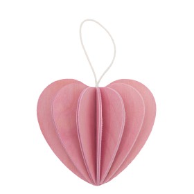 Lovi, 3D wooden Decoration, Heart pink 6,8cm