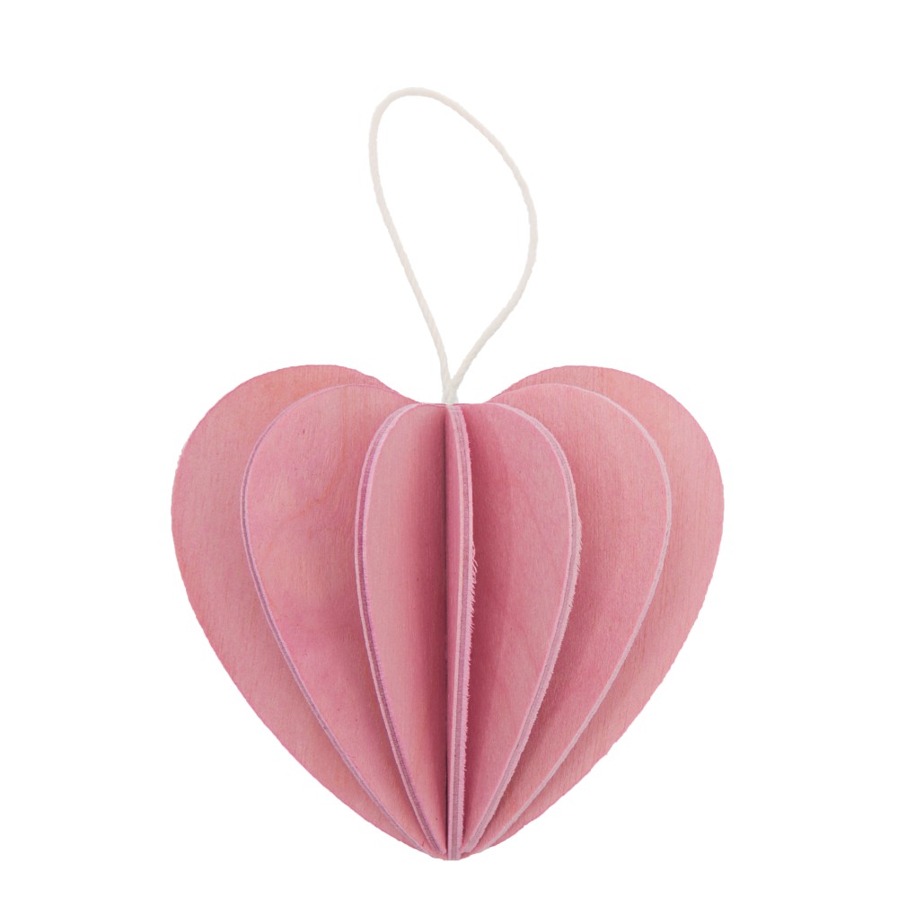 Lovi, 3D wooden Decoration, Heart pink 6,8cm