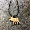 Wood Jewel, Pendant from Curly Birch with Rubber Band, Elk