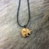 Wood Jewel, Pendant from Curly Birch with Rubber Band, Bear