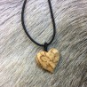 Wood Jewel, Pendant from Curly Birch with Rubber Band, Heart natural